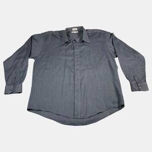 Murano Dillard's Mens Gray Herringbone Cotton Long Sleeve Button Down Shirt 16.5